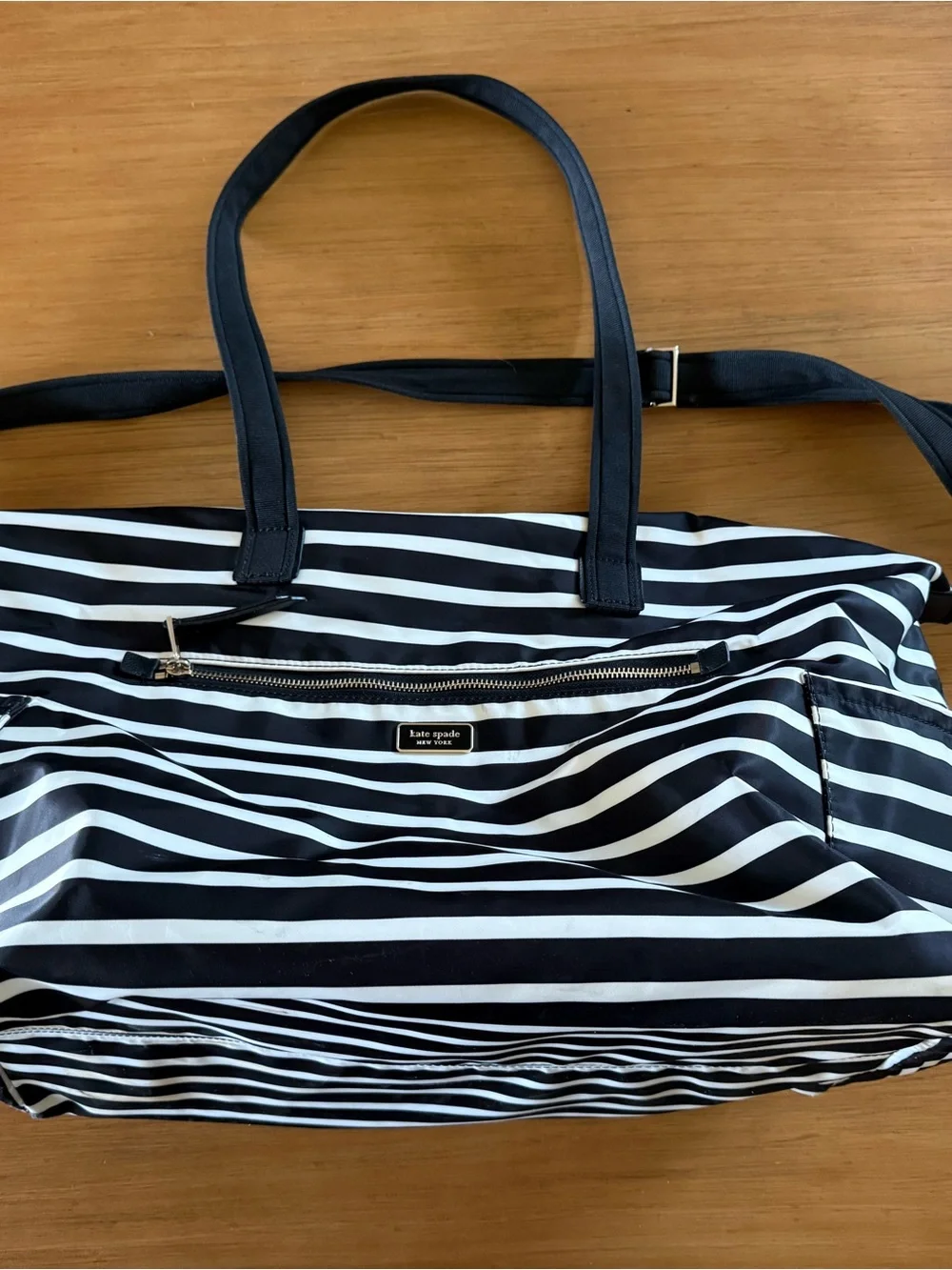 Kate Spade Striped Black & White Duffle Bag/ Tote Bag
